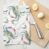 Beach Christmas Blue Crab Geschirrtuch (Viertel Falte)