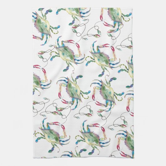 Beach Christmas Blue Crab Geschirrtuch (Vertikal)