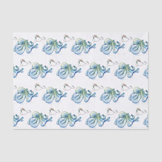 Beach Christmas Blue Tissue Paper Seidenpapier (Vorderseite)