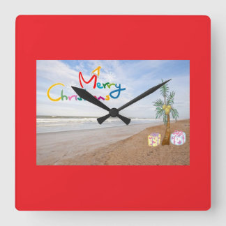 BEACH CHRISTMAS CHRISTMAS CLOCK QUADRATISCHE WANDUHR