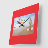 BEACH CHRISTMAS CHRISTMAS CLOCK QUADRATISCHE WANDUHR (Winkel)