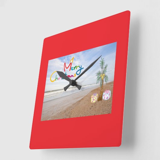 BEACH CHRISTMAS CHRISTMAS CLOCK QUADRATISCHE WANDUHR (Winkel)