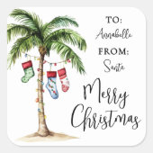 Beach Christmas Gift Tag Sticker (Vorderseite)