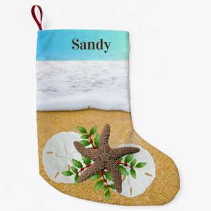 Beach Christmas Sand Dollars Double Sided Kleiner Weihnachtsstrumpf