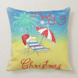 Beach Christmas Santa Hat Snow Flakes Kissen