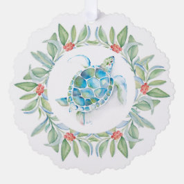 Beach Christmas Sea Turtle Ornament Karte