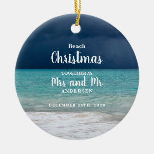 Beach Christmas together Mrs Mr Family Keramik Ornament