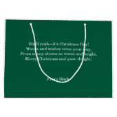 Beach Christmas with Surfer Santa Barbecue Große Geschenktüte (Rückseite)