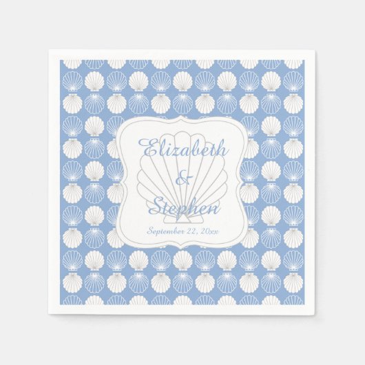 Beach Clamshells Seashells Names Wedding Serviette (Vorderseite)