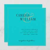 Beach Classic Turquoise Gold Wedding Square (Vorne/Hinten)