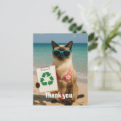 Beach Cleanup danke Karte für Cat Lovers (Stehend Vorderseite)