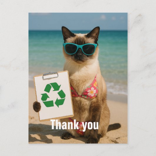 Beach Cleanup danke Karte für Cat Lovers (Vorderseite)