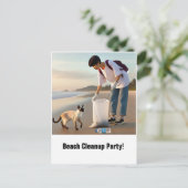 Beach Cleanup Party mit siamesischer Einladungskar Postkarte (Stehend Vorderseite)