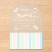 Beach Club Birthday Acryleinladungen (Vorderseite)