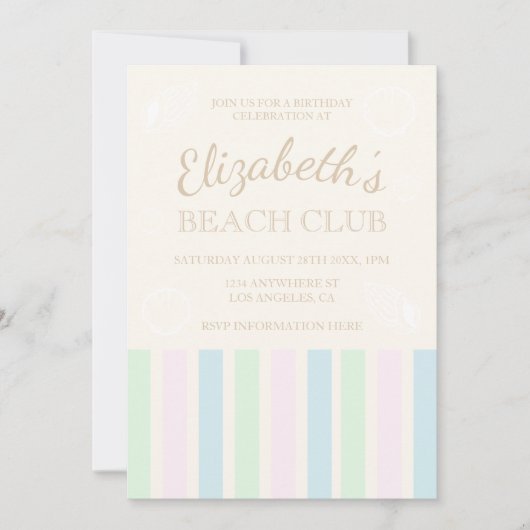 Beach Club Birthday Einladung (Vorderseite)