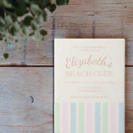 Beach Club Birthday Pergament Einladungen