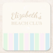 Beach Club Birthday Rechteckiger Pappuntersetzer (Vorderseite)