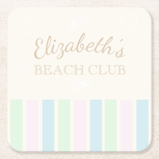 Beach Club Birthday Rechteckiger Pappuntersetzer (Vorderseite)