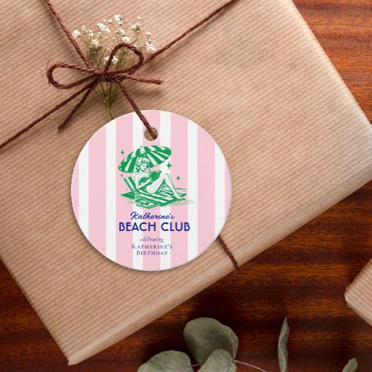 Beach Club Pink Cabana Feste Party Geschenkanhänger
