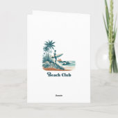 Beach Club Surfboard Tropical Birthday Karte (Rückseite)
