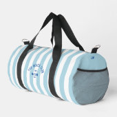 Beach Club Wappen Blue Cabana Stripe Monogram Duffle Bag (Rechte Ecke)