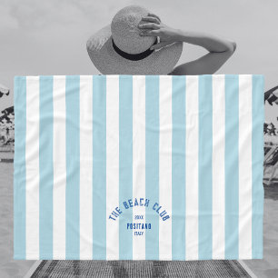 Beach Club Wappen Blue Cabana Stripe Monogram Fleecedecke