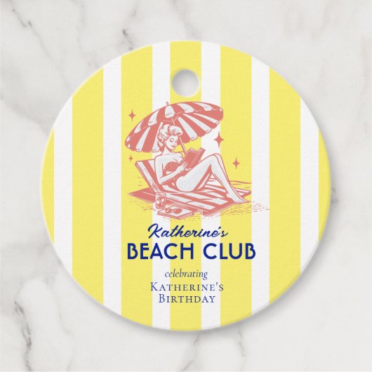 Beach Club Yellow Cabana Feste Party Geschenkanhänger (Vorderseite)