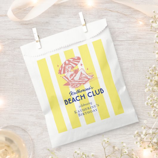 Beach Club Yellow Cabana Feste Party Geschenktütchen (Ausgeschnitten)