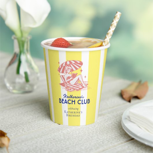 Beach Club Yellow Cabana Feste Party Pappbecher (In Situ)