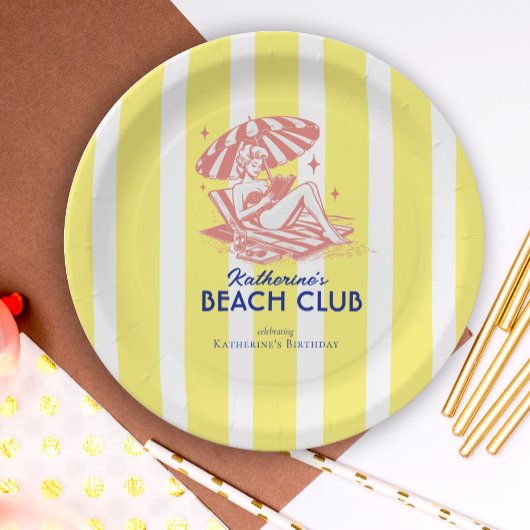 Beach Club Yellow Cabana Feste Party Pappteller