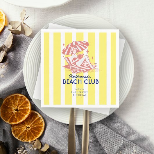 Beach Club Yellow Cabana Feste Party Serviette