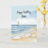Beach Coast Ocean Boat Anchor Birthday Karte (Gelbe Blume)