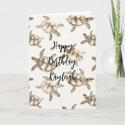 Beach Coast Ocean Sea Turtles Birthday Karte (Vorderseite)