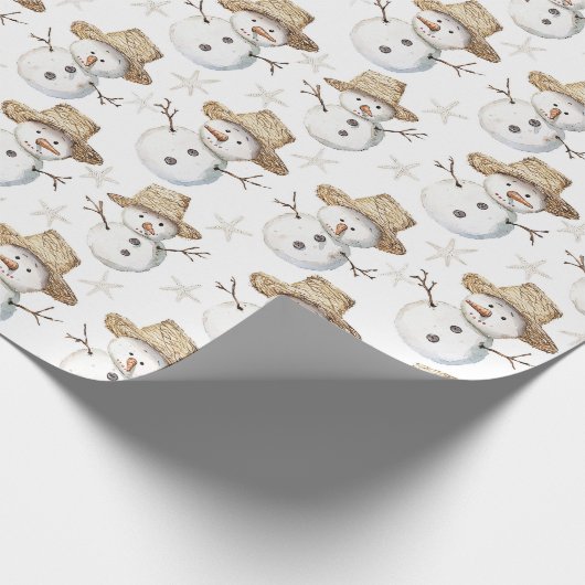 Beach Coast Snowman Weihnachten Geschenkpapier (Ecke)
