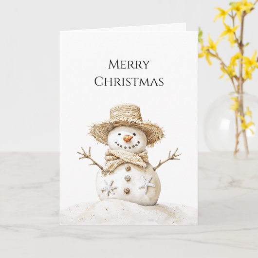 Beach Coast Snowman Weihnachten Karte (Gelbe Blume)