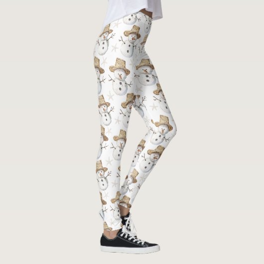 Beach Coast Snowman Weihnachten Leggings (Rechts)