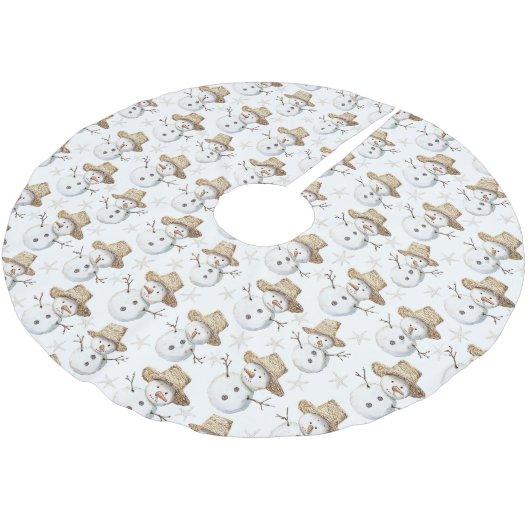 Beach Coast Snowman Weihnachten Polyester Weihnachtsbaumdecke (Schrägansicht)