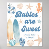 Beach Coastal Baby Dusche Babys sind süße Gunst Poster (Vorne)