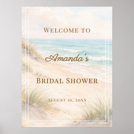 Beach coastal Bridal Shower welcome Poster (Vorne)