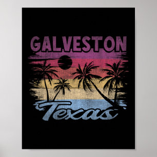 Beach Coastal City Vacation Souvenir Galveston Poster