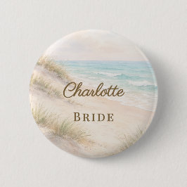 Beach Coastal Elegant Bachelorette party Name Tag Button