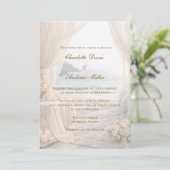 Beach coastal elegant wedding einladung (Stehend Vorderseite)