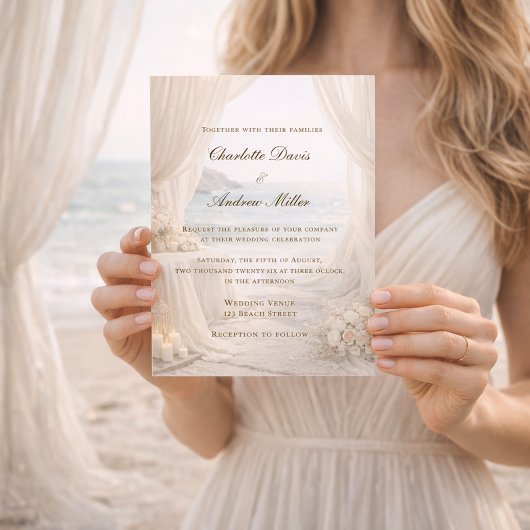 Beach coastal elegant wedding einladung