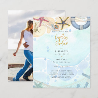 Beach Coastal Foto Paare Dusche Einladung