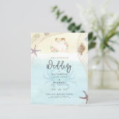 Beach Coastal Hochzeit Einladung Sand Ocean Life (Stehend Vorderseite)