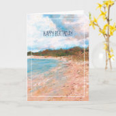 Beach Coastal Michigan Shoreline Happy Birthday Karte (Gelbe Blume)