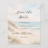 Beach coastal modern budget wedding Save the Date Flyer (Vorne)