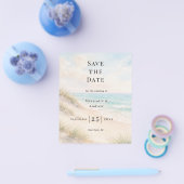Beach coastal modern wedding budget Save the Date Flyer (Einzeln)