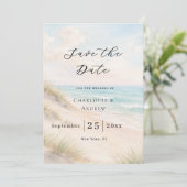 Beach coastal modern wedding save the date (Stehend Vorderseite)