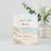 Beach coastal modern wedding Save the Date card (Stehend Vorderseite)